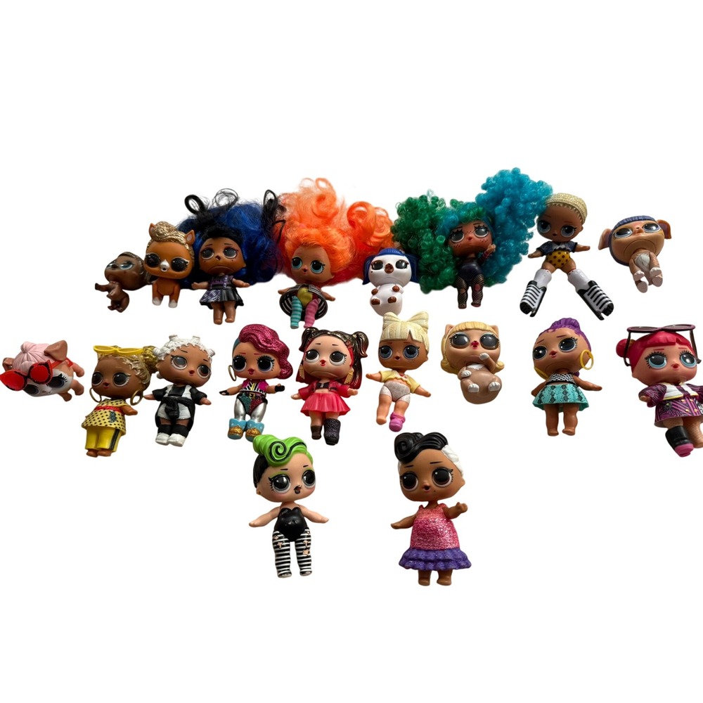 LOL Surprise Doll Lot of 18 Rooted Hair Pets Lil Sisters Glitter Series Figures